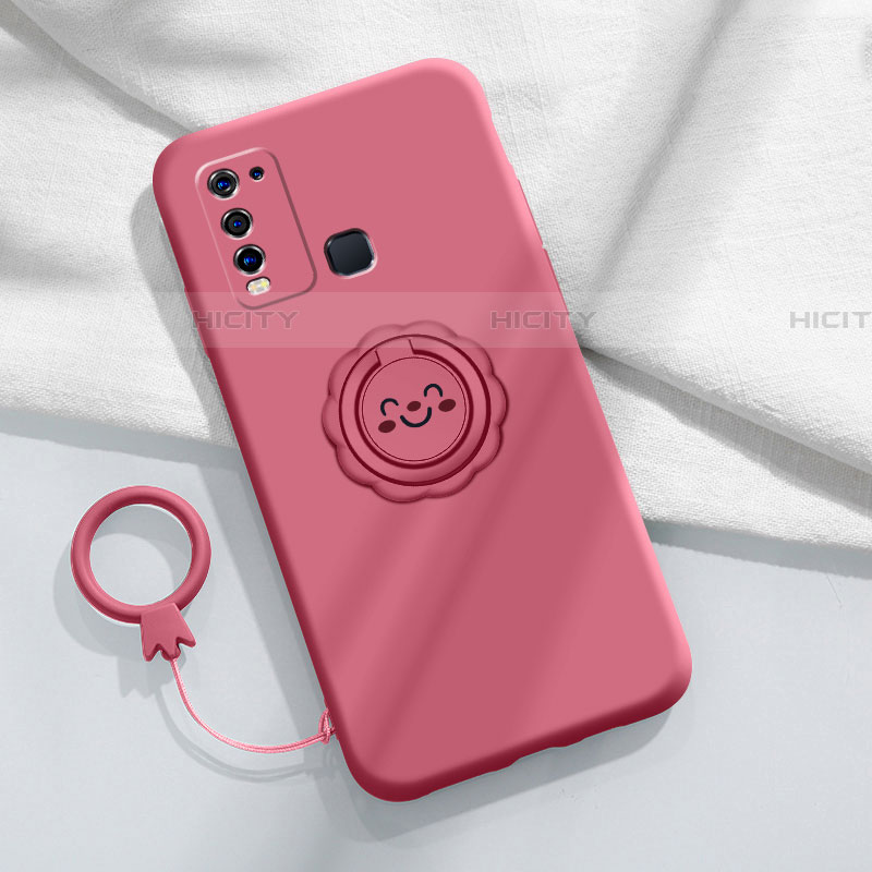 Custodia Silicone Ultra Sottile Morbida Cover con Magnetico Anello Supporto A01 per Vivo Y50