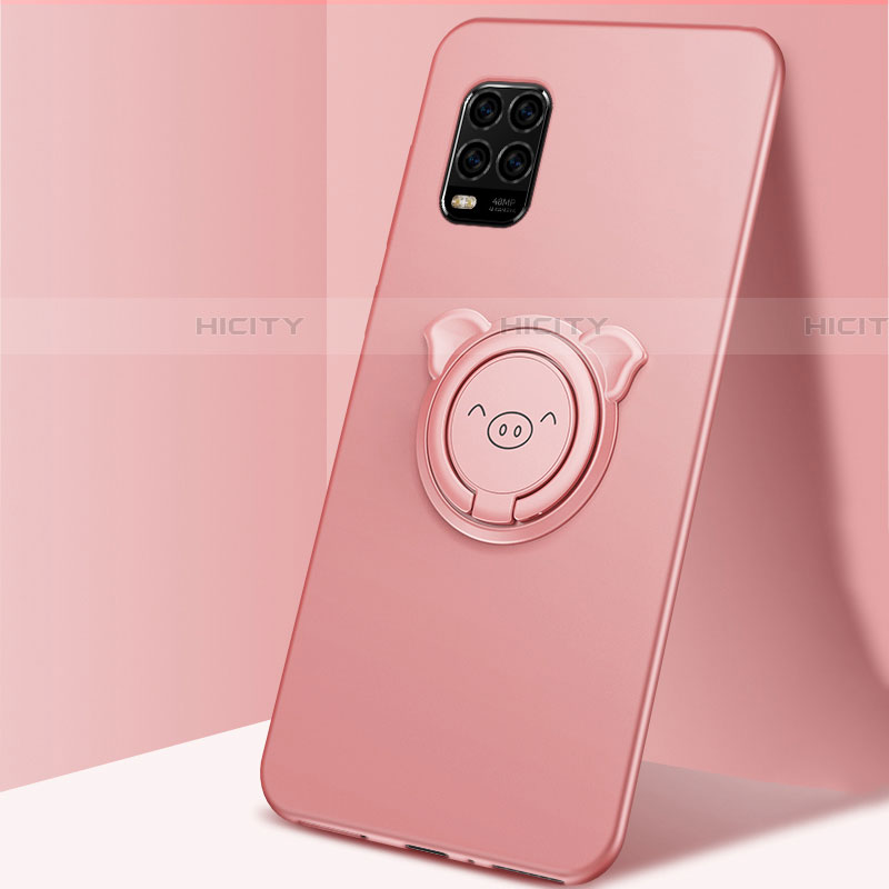 Custodia Silicone Ultra Sottile Morbida Cover con Magnetico Anello Supporto A01 per Xiaomi Mi 10 Lite Oro Rosa