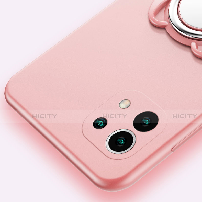 Custodia Silicone Ultra Sottile Morbida Cover con Magnetico Anello Supporto A01 per Xiaomi Mi 11 5G