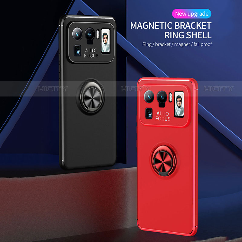 Custodia Silicone Ultra Sottile Morbida Cover con Magnetico Anello Supporto A01 per Xiaomi Mi 11 Ultra 5G