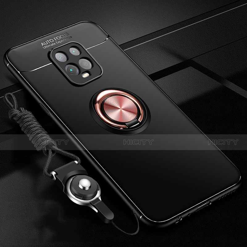 Custodia Silicone Ultra Sottile Morbida Cover con Magnetico Anello Supporto A01 per Xiaomi Redmi 10X 5G Oro e Nero