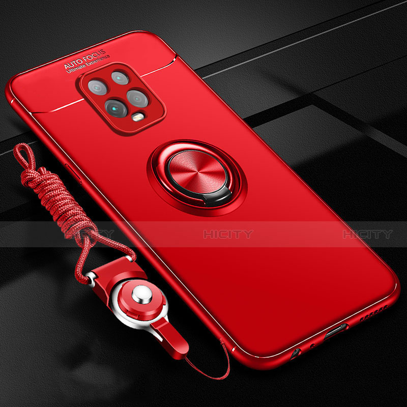 Custodia Silicone Ultra Sottile Morbida Cover con Magnetico Anello Supporto A01 per Xiaomi Redmi 10X 5G Rosso