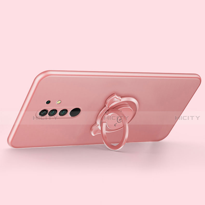 Custodia Silicone Ultra Sottile Morbida Cover con Magnetico Anello Supporto A01 per Xiaomi Redmi 9 Prime India