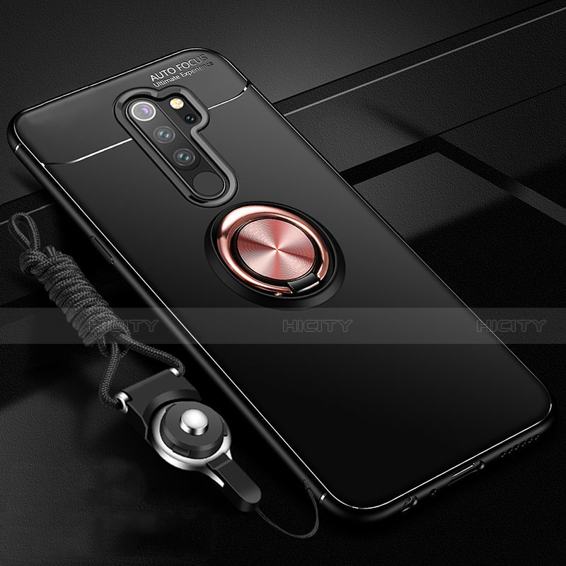 Custodia Silicone Ultra Sottile Morbida Cover con Magnetico Anello Supporto A01 per Xiaomi Redmi Note 8 Pro Oro e Nero