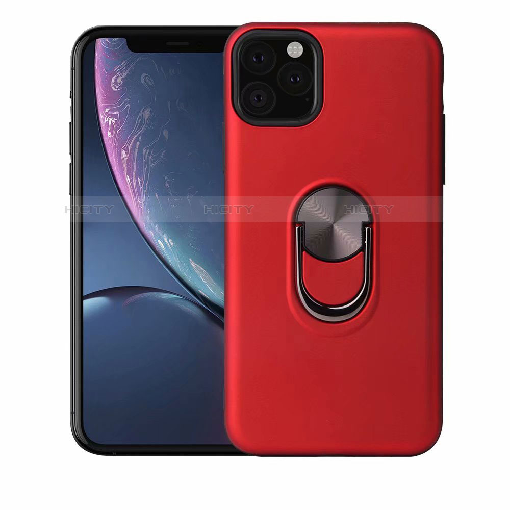 Custodia Silicone Ultra Sottile Morbida Cover con Magnetico Anello Supporto A02 per Apple iPhone 11 Pro Rosso