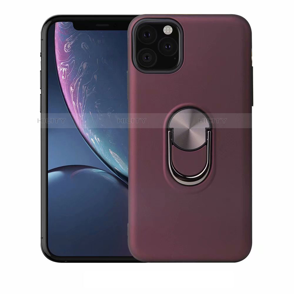 Custodia Silicone Ultra Sottile Morbida Cover con Magnetico Anello Supporto A02 per Apple iPhone 11 Pro Viola