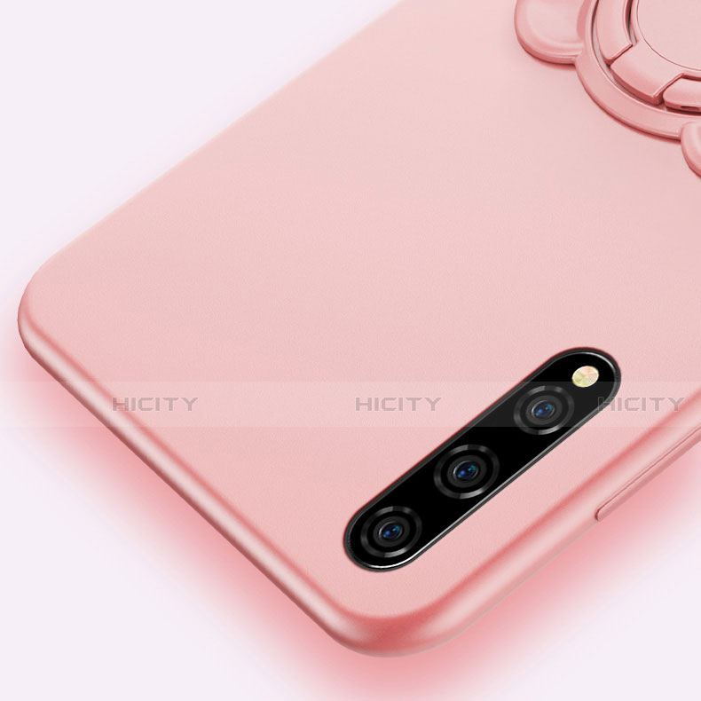 Custodia Silicone Ultra Sottile Morbida Cover con Magnetico Anello Supporto A02 per Huawei Enjoy 10S