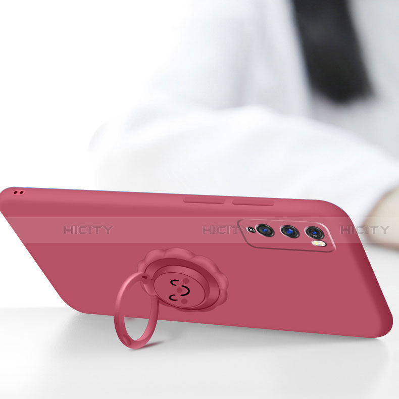 Custodia Silicone Ultra Sottile Morbida Cover con Magnetico Anello Supporto A02 per Huawei Enjoy 20 Pro 5G