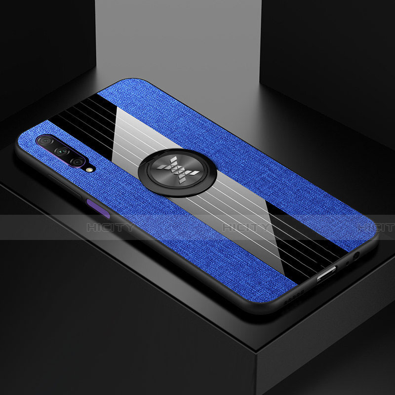 Custodia Silicone Ultra Sottile Morbida Cover con Magnetico Anello Supporto A02 per Huawei Honor 9X Pro Blu