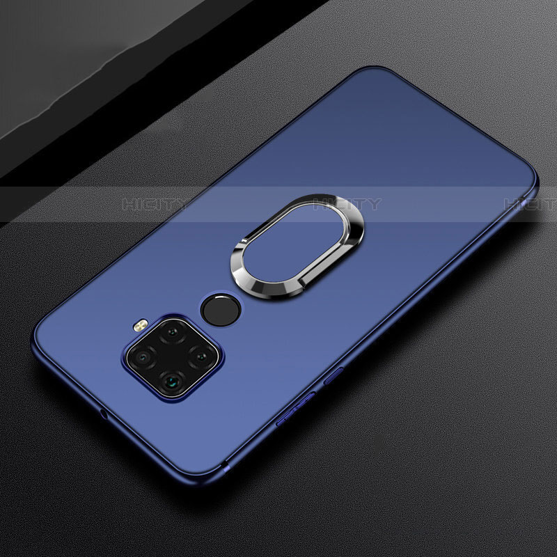Custodia Silicone Ultra Sottile Morbida Cover con Magnetico Anello Supporto A02 per Huawei Nova 5i Pro Blu