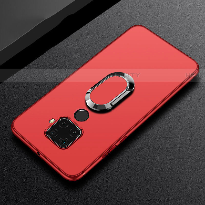 Custodia Silicone Ultra Sottile Morbida Cover con Magnetico Anello Supporto A02 per Huawei Nova 5i Pro Rosso