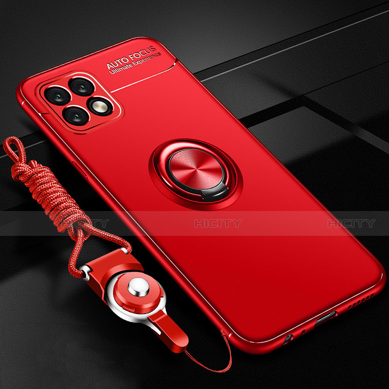 Custodia Silicone Ultra Sottile Morbida Cover con Magnetico Anello Supporto A02 per Oppo A73 5G Rosso