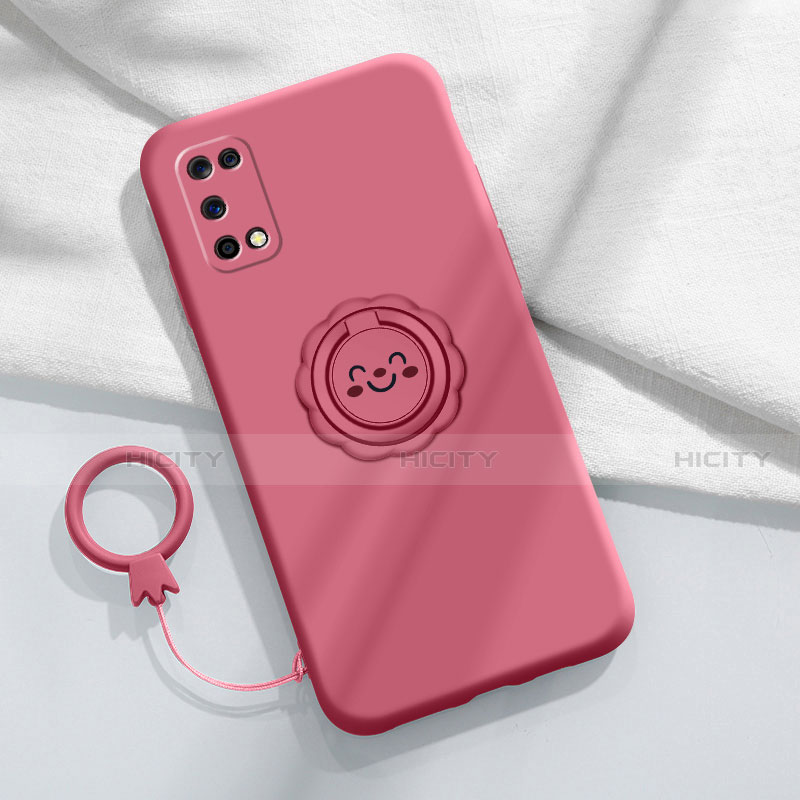 Custodia Silicone Ultra Sottile Morbida Cover con Magnetico Anello Supporto A02 per Oppo K7x 5G Rosso Rosa