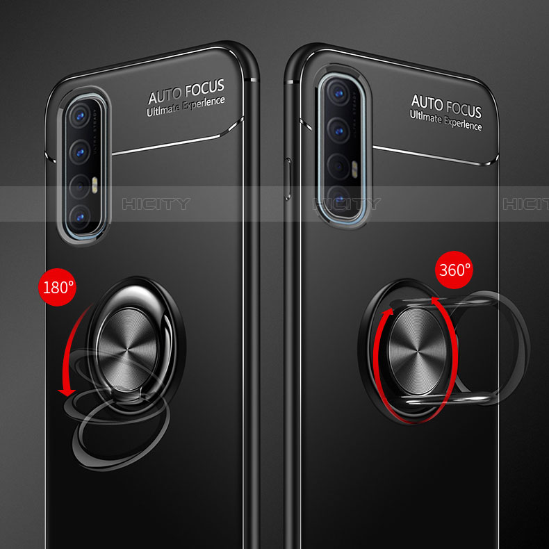 Custodia Silicone Ultra Sottile Morbida Cover con Magnetico Anello Supporto A02 per Oppo Reno3 Pro