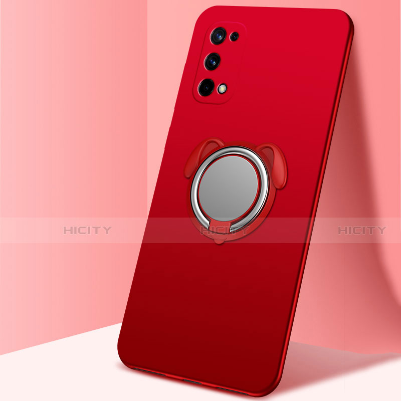 Custodia Silicone Ultra Sottile Morbida Cover con Magnetico Anello Supporto A02 per Realme Q2 Pro 5G Rosso