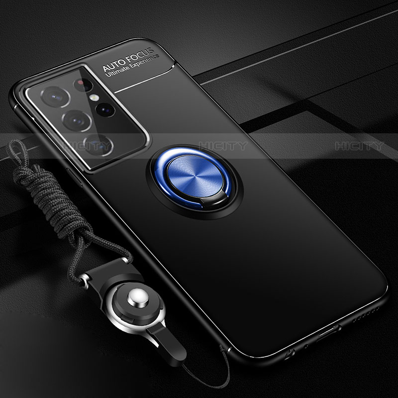Custodia Silicone Ultra Sottile Morbida Cover con Magnetico Anello Supporto A02 per Samsung Galaxy S21 Ultra 5G