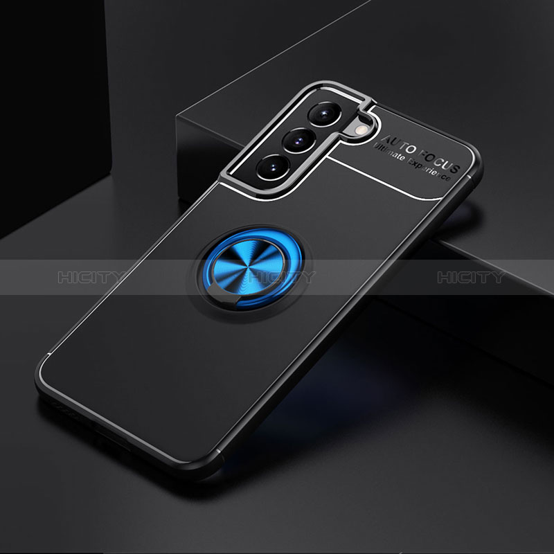 Custodia Silicone Ultra Sottile Morbida Cover con Magnetico Anello Supporto A02 per Samsung Galaxy S24 5G Blu e Nero