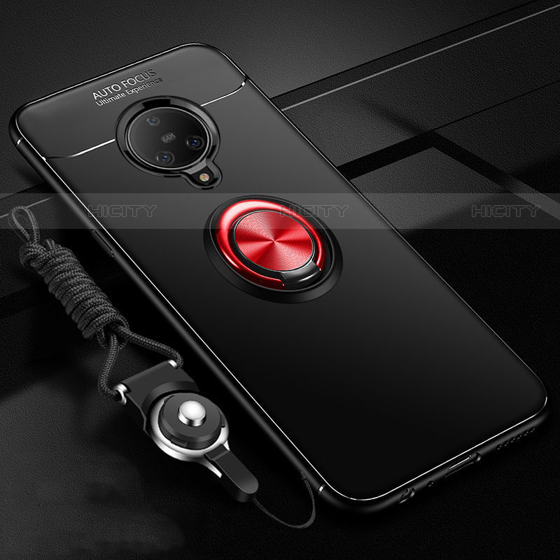 Custodia Silicone Ultra Sottile Morbida Cover con Magnetico Anello Supporto A02 per Vivo Nex 3 Rosso e Nero