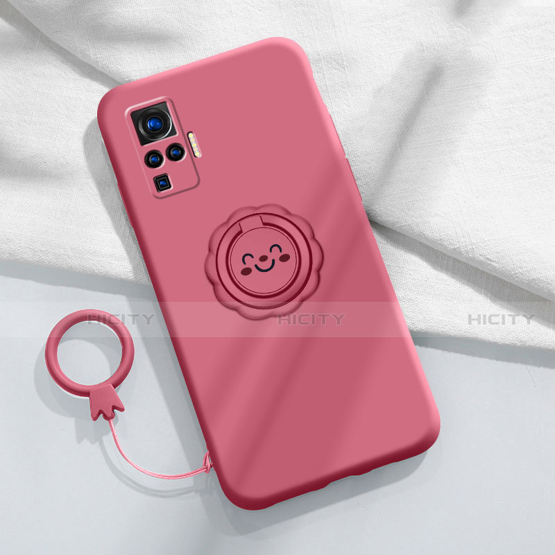 Custodia Silicone Ultra Sottile Morbida Cover con Magnetico Anello Supporto A02 per Vivo X50 Pro 5G