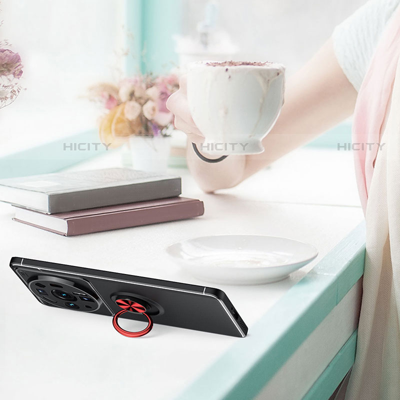 Custodia Silicone Ultra Sottile Morbida Cover con Magnetico Anello Supporto A02 per Xiaomi Mi 12 Ultra 5G