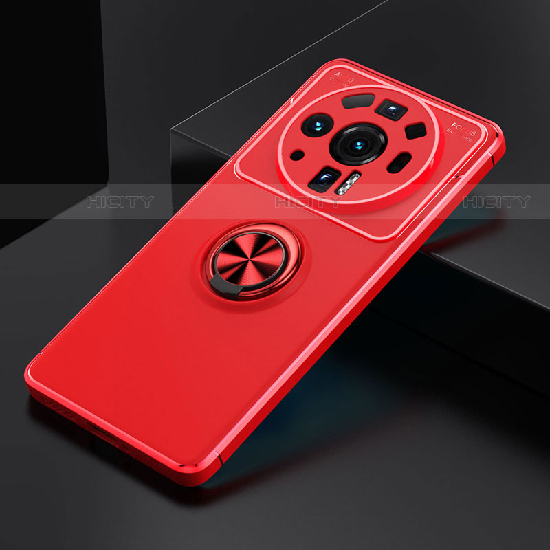 Custodia Silicone Ultra Sottile Morbida Cover con Magnetico Anello Supporto A02 per Xiaomi Mi 12 Ultra 5G Rosso