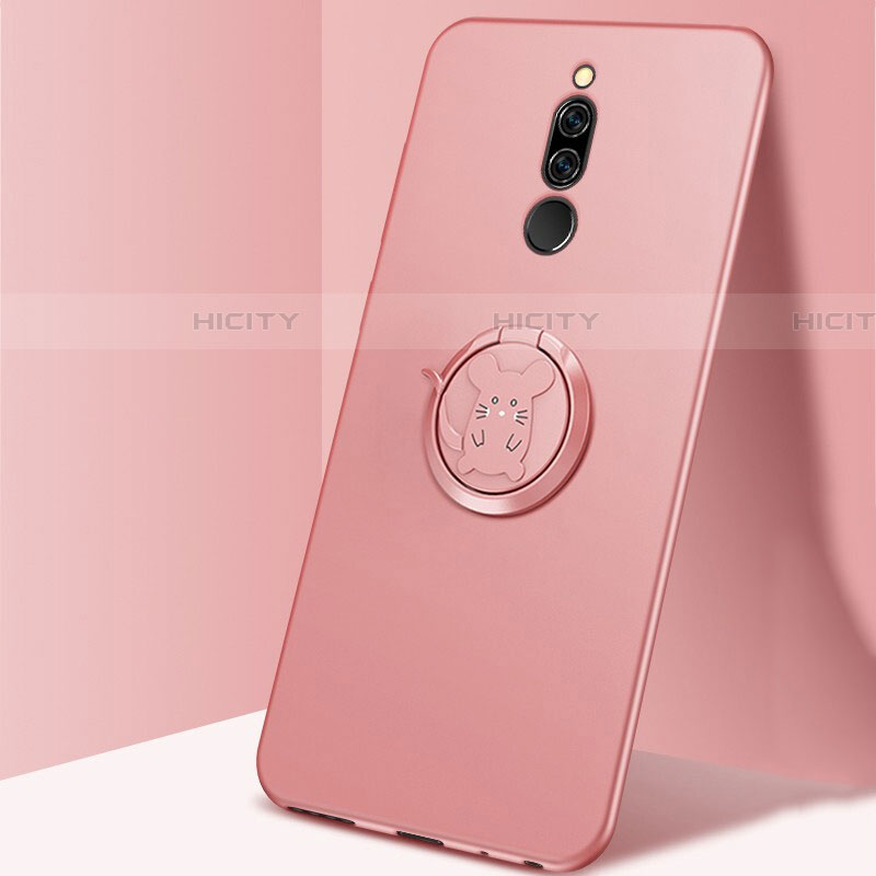 Custodia Silicone Ultra Sottile Morbida Cover con Magnetico Anello Supporto A02 per Xiaomi Redmi 8