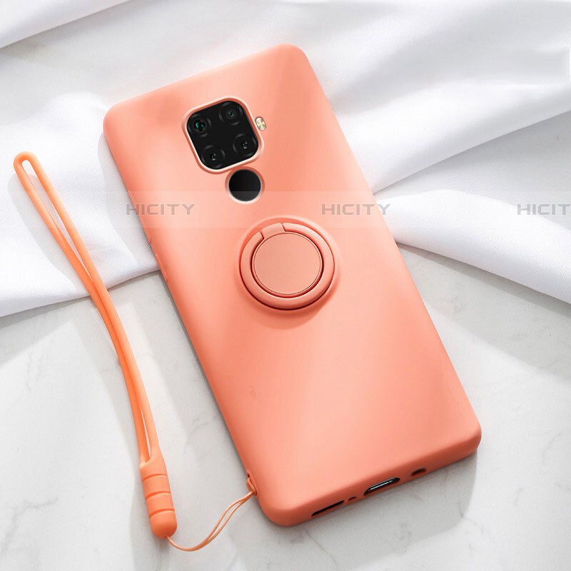 Custodia Silicone Ultra Sottile Morbida Cover con Magnetico Anello Supporto A03 per Huawei Nova 5z Arancione