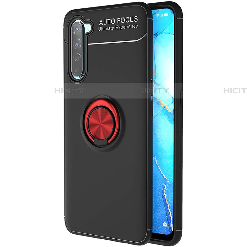 Custodia Silicone Ultra Sottile Morbida Cover con Magnetico Anello Supporto A03 per Oppo Find X2 Lite Rosso e Nero