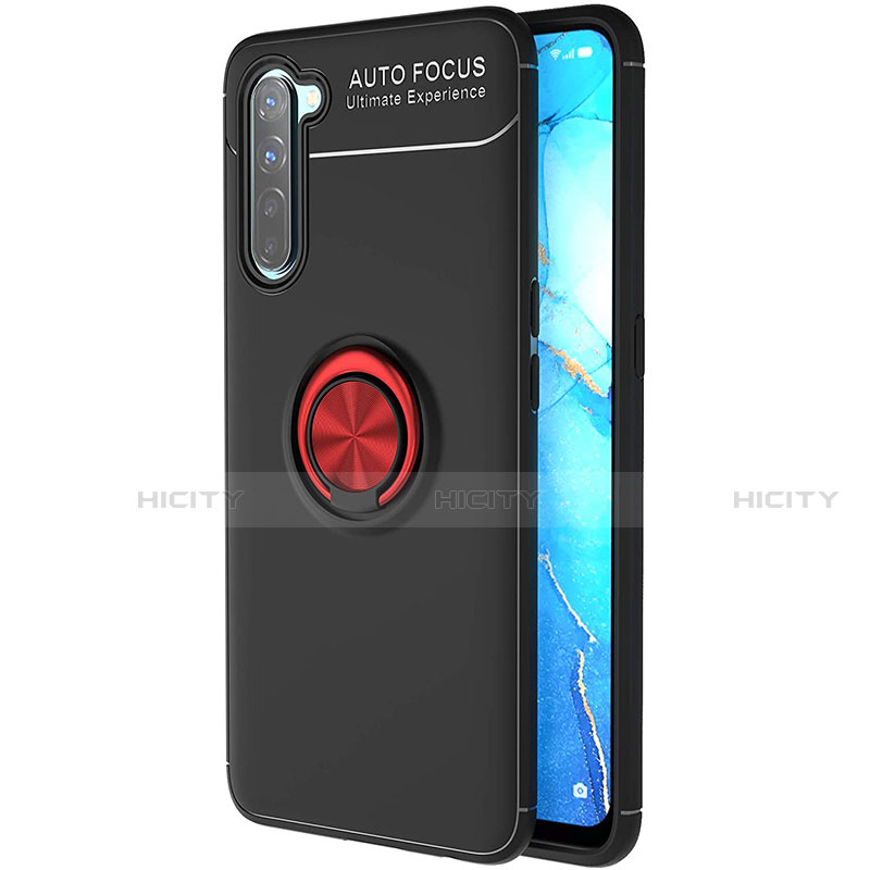 Custodia Silicone Ultra Sottile Morbida Cover con Magnetico Anello Supporto A03 per Oppo K7 5G Rosso e Nero