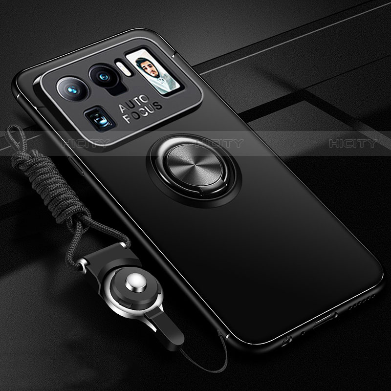 Custodia Silicone Ultra Sottile Morbida Cover con Magnetico Anello Supporto A03 per Xiaomi Mi 11 Ultra 5G Nero