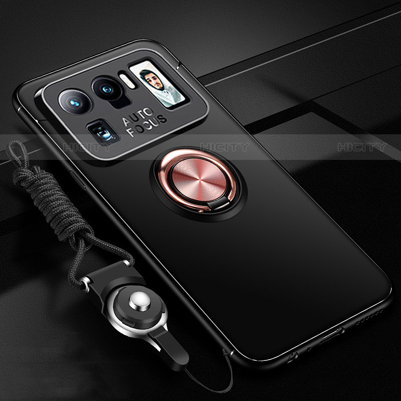 Custodia Silicone Ultra Sottile Morbida Cover con Magnetico Anello Supporto A03 per Xiaomi Mi 11 Ultra 5G Oro