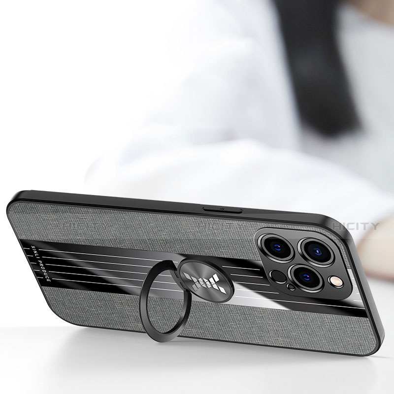 Custodia Silicone Ultra Sottile Morbida Cover con Magnetico Anello Supporto A04 per Apple iPhone 14 Pro