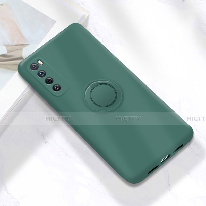 Custodia Silicone Ultra Sottile Morbida Cover con Magnetico Anello Supporto A04 per Huawei Nova 7 5G