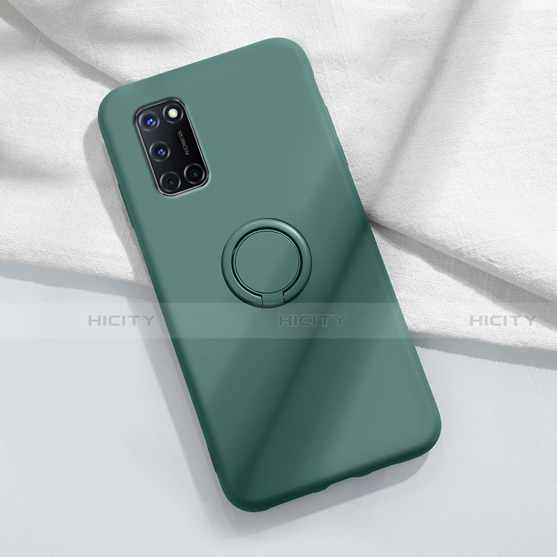 Custodia Silicone Ultra Sottile Morbida Cover con Magnetico Anello Supporto A04 per Oppo A52