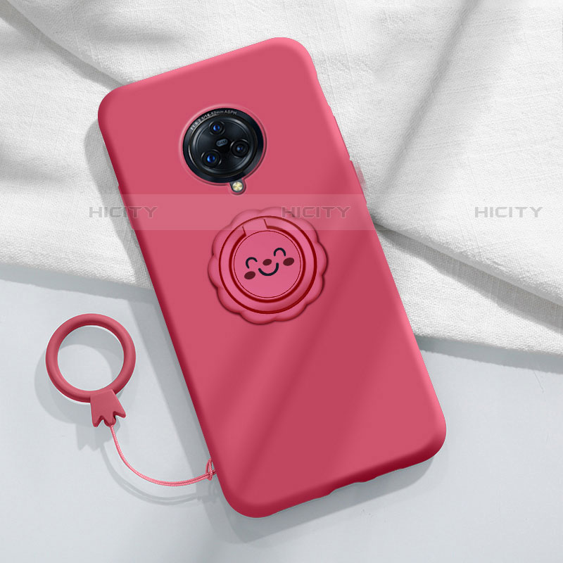 Custodia Silicone Ultra Sottile Morbida Cover con Magnetico Anello Supporto A04 per Vivo Nex 3 5G Rosso Rosa