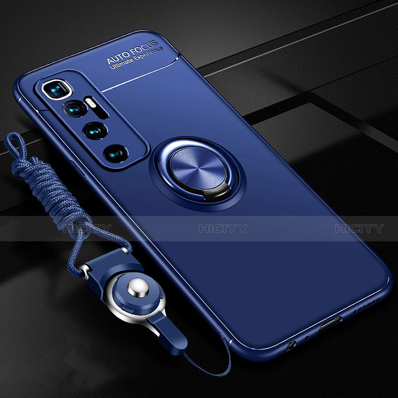 Custodia Silicone Ultra Sottile Morbida Cover con Magnetico Anello Supporto A04 per Xiaomi Mi 10 Ultra Blu