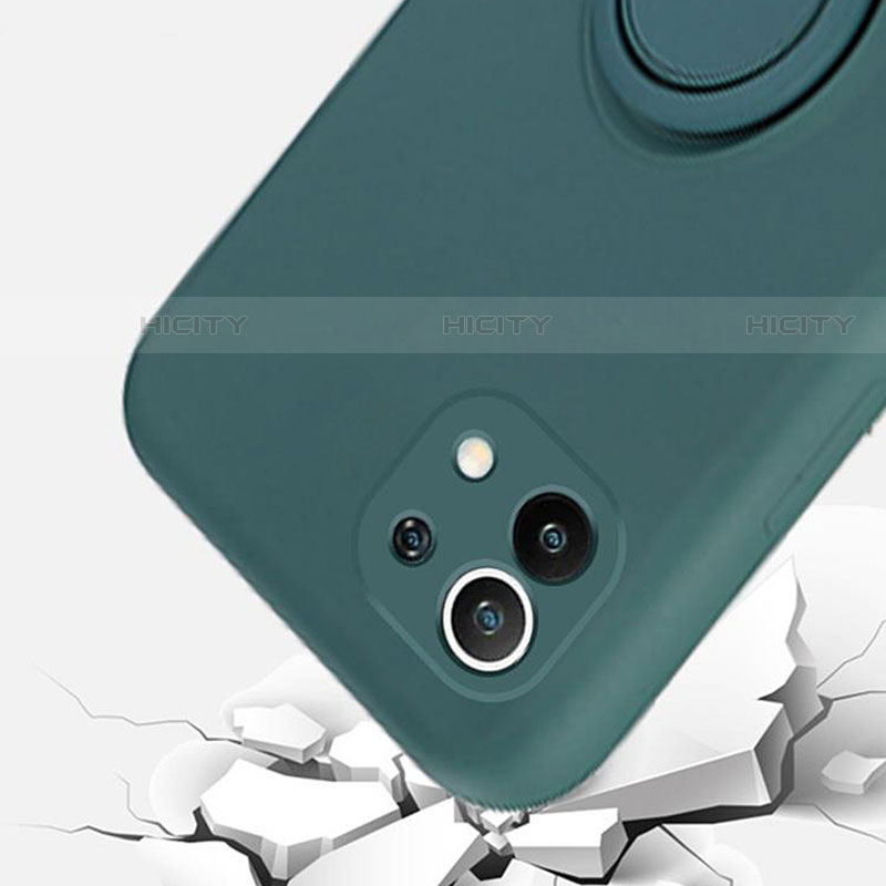 Custodia Silicone Ultra Sottile Morbida Cover con Magnetico Anello Supporto A04 per Xiaomi Mi 11 Pro 5G