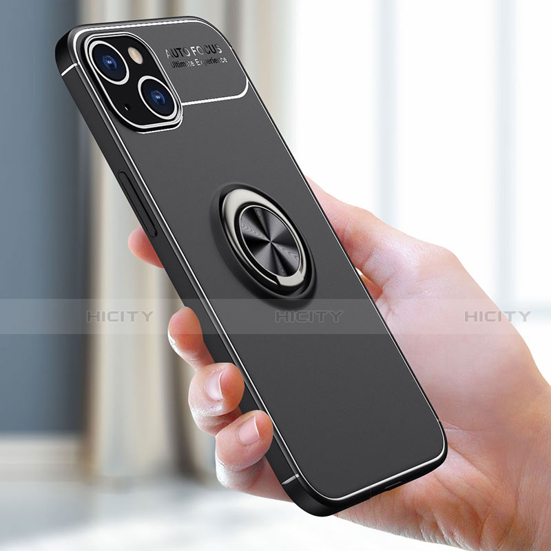 Custodia Silicone Ultra Sottile Morbida Cover con Magnetico Anello Supporto A05 per Apple iPhone 13