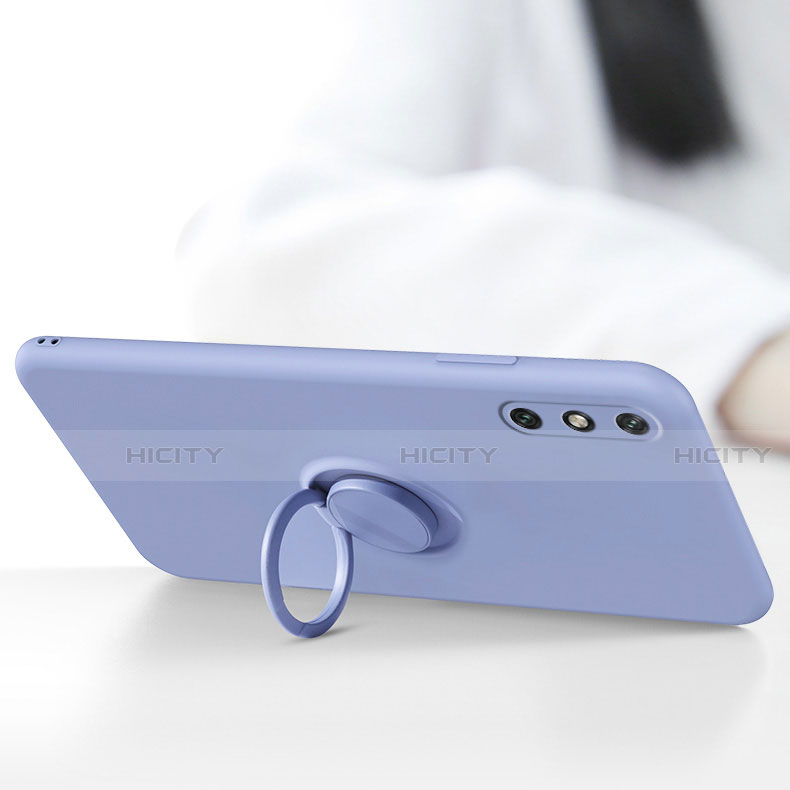Custodia Silicone Ultra Sottile Morbida Cover con Magnetico Anello Supporto A05 per Huawei Enjoy 10e