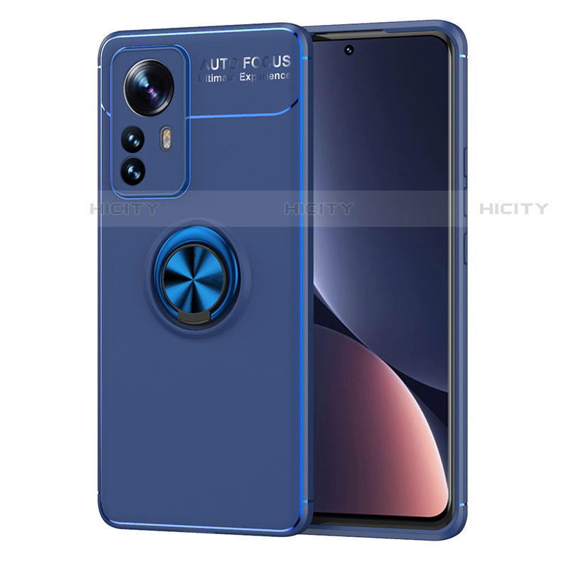 Custodia Silicone Ultra Sottile Morbida Cover con Magnetico Anello Supporto A05 per Xiaomi Mi 12 Pro 5G Blu