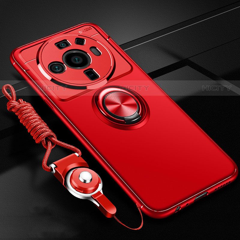 Custodia Silicone Ultra Sottile Morbida Cover con Magnetico Anello Supporto A05 per Xiaomi Mi 12S Ultra 5G Rosso