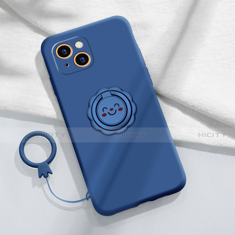 Custodia Silicone Ultra Sottile Morbida Cover con Magnetico Anello Supporto A06 per Apple iPhone 13