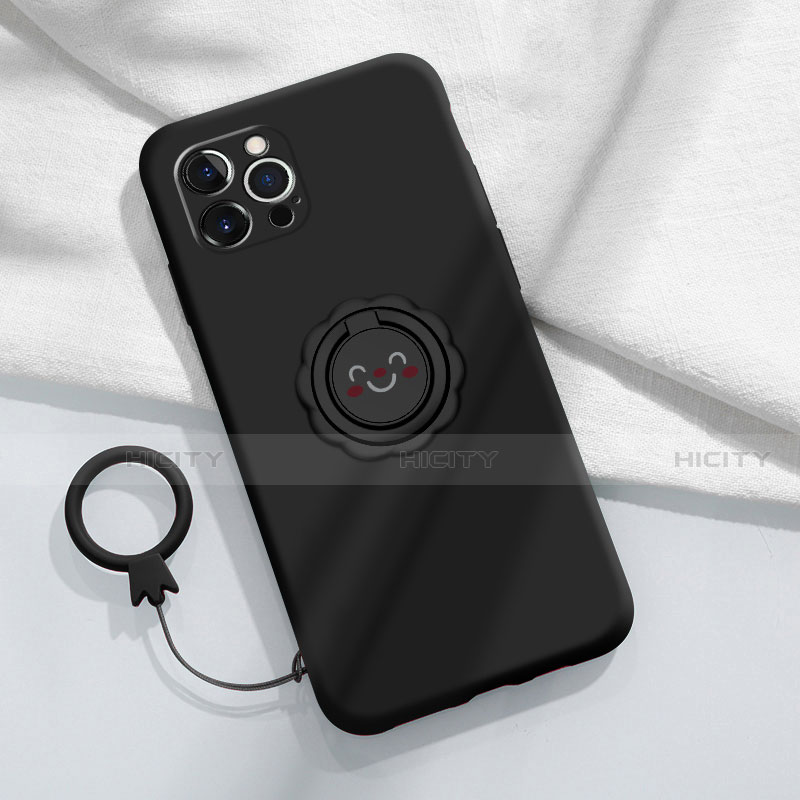Custodia Silicone Ultra Sottile Morbida Cover con Magnetico Anello Supporto A06 per Apple iPhone 13 Pro Max
