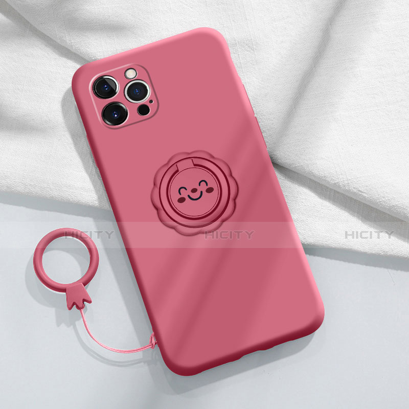 Custodia Silicone Ultra Sottile Morbida Cover con Magnetico Anello Supporto A06 per Apple iPhone 14 Pro