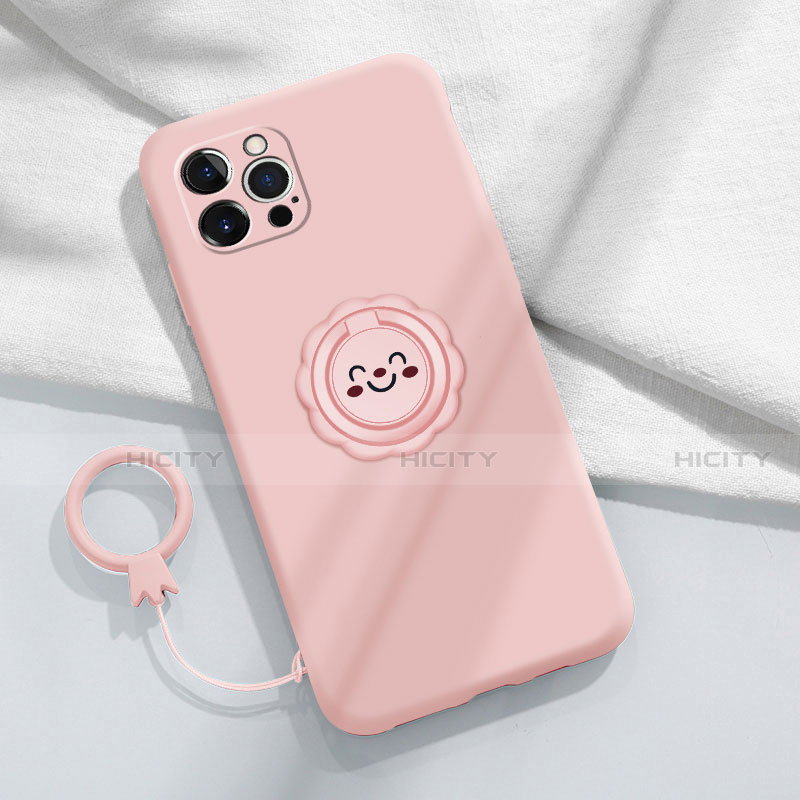 Custodia Silicone Ultra Sottile Morbida Cover con Magnetico Anello Supporto A06 per Apple iPhone 14 Pro