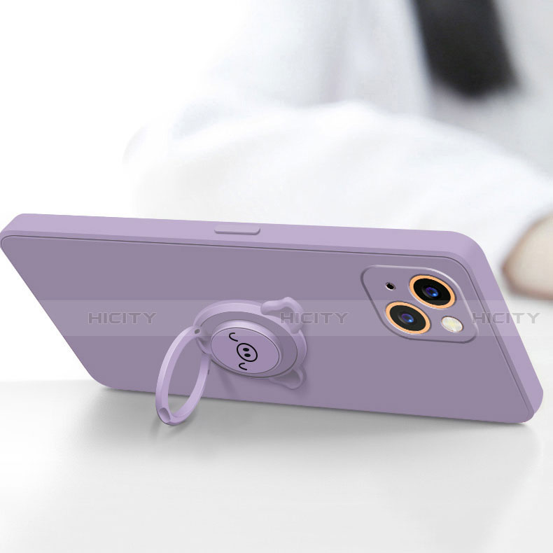 Custodia Silicone Ultra Sottile Morbida Cover con Magnetico Anello Supporto A07 per Apple iPhone 14 Plus