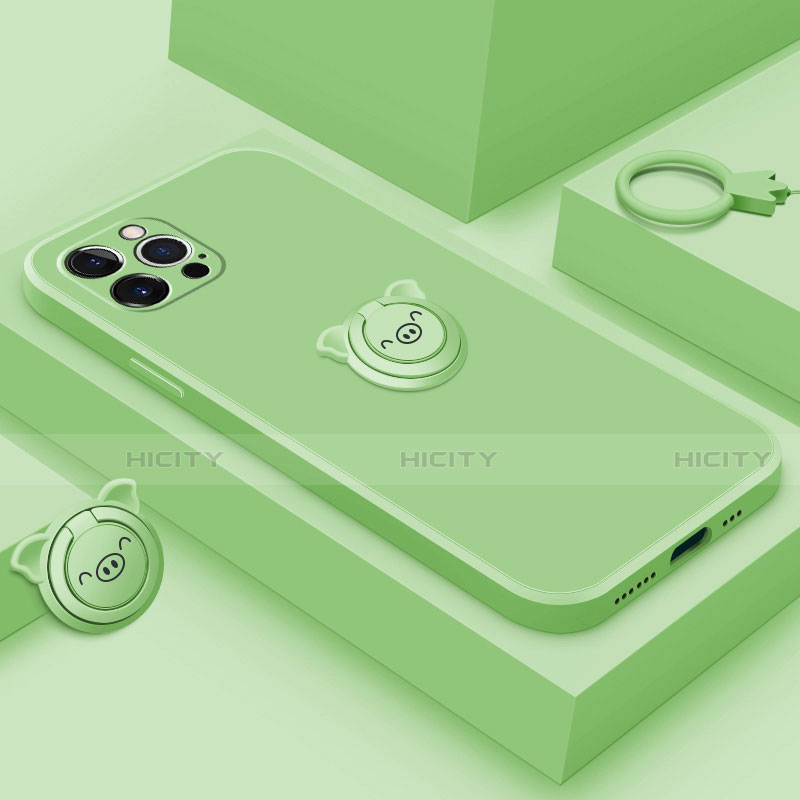 Custodia Silicone Ultra Sottile Morbida Cover con Magnetico Anello Supporto A07 per Apple iPhone 14 Pro