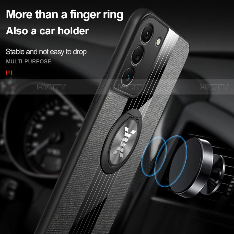 Custodia Silicone Ultra Sottile Morbida Cover con Magnetico Anello Supporto A07 per Samsung Galaxy S22 5G