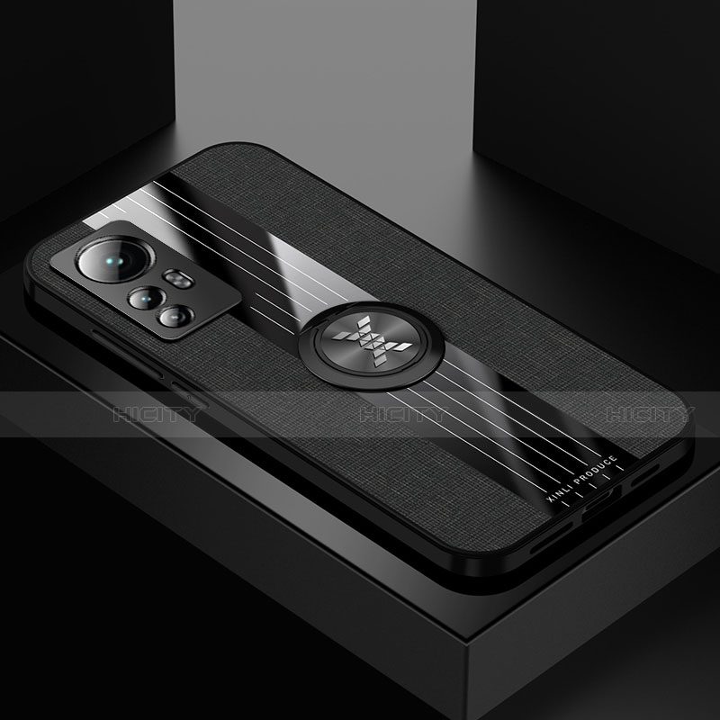 Custodia Silicone Ultra Sottile Morbida Cover con Magnetico Anello Supporto A07 per Xiaomi Mi 12 5G Nero