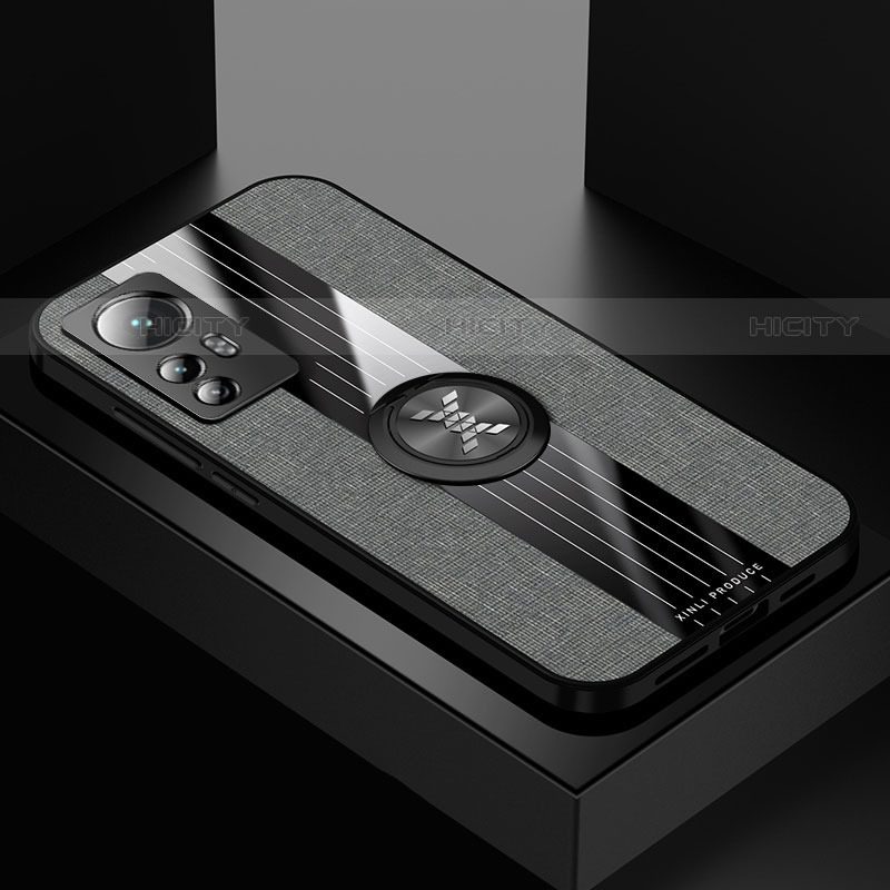 Custodia Silicone Ultra Sottile Morbida Cover con Magnetico Anello Supporto A07 per Xiaomi Mi 12 Pro 5G Grigio
